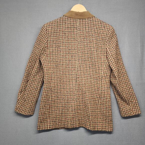 Vtg Pendleton Knockabouts Women Blazer 10 Wool Blend Tweed Faux Suede Collar USA - Picture 2 of 13